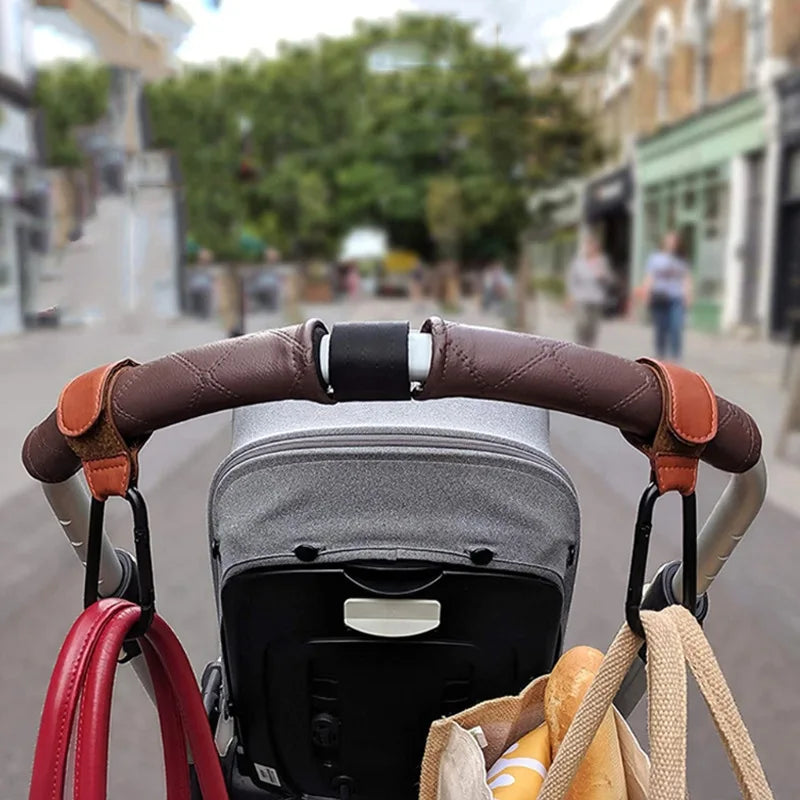 Ganchos Ajustables de Cuero Sintético para Carrito de Bebé (Pack Premium)