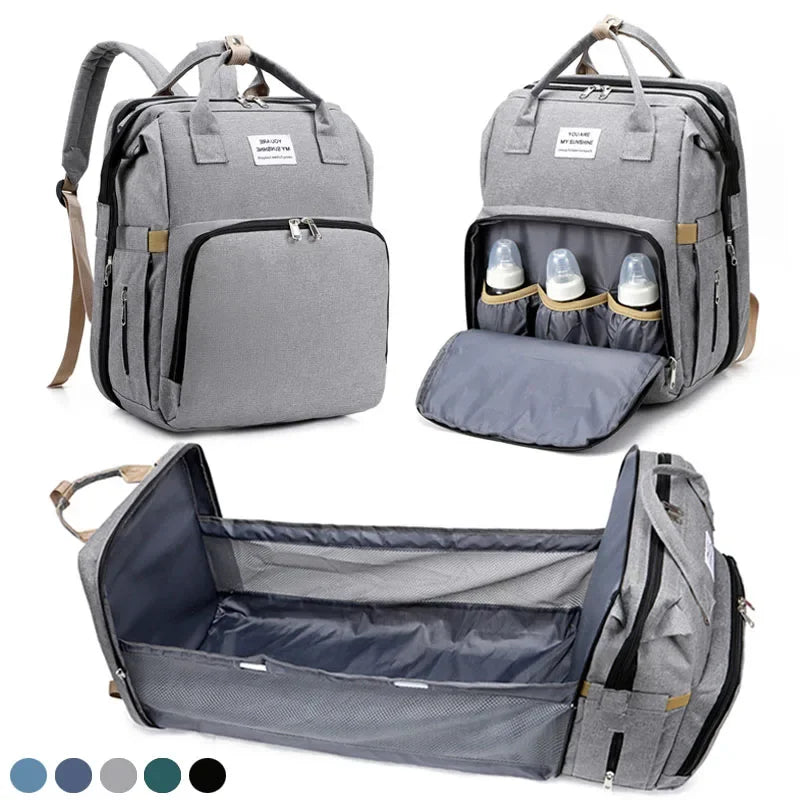 Mochila para bebe 3 en 1 con cuna portátil y gran capacidad de almacenaje